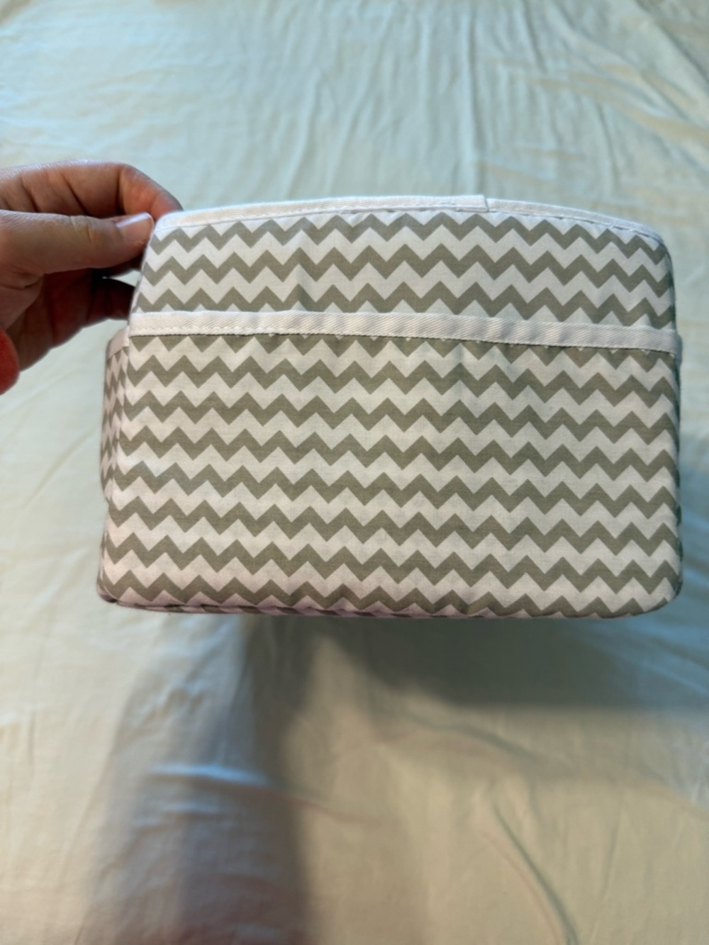 Chevron Fabric Organizer Caddy for Kids - Gray - Picture 3 of 4